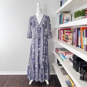 Le Sirenuse Positano blue patchwork dress Italian size 42 US 6